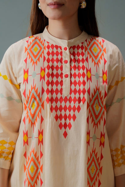 Tatva coral cotton kurta pant set