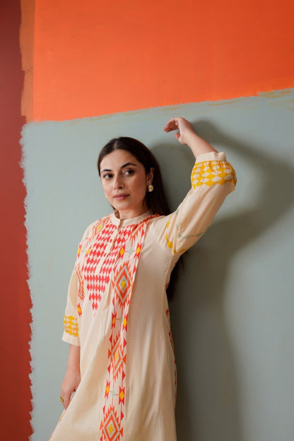 Tatva coral cotton kurta pant set