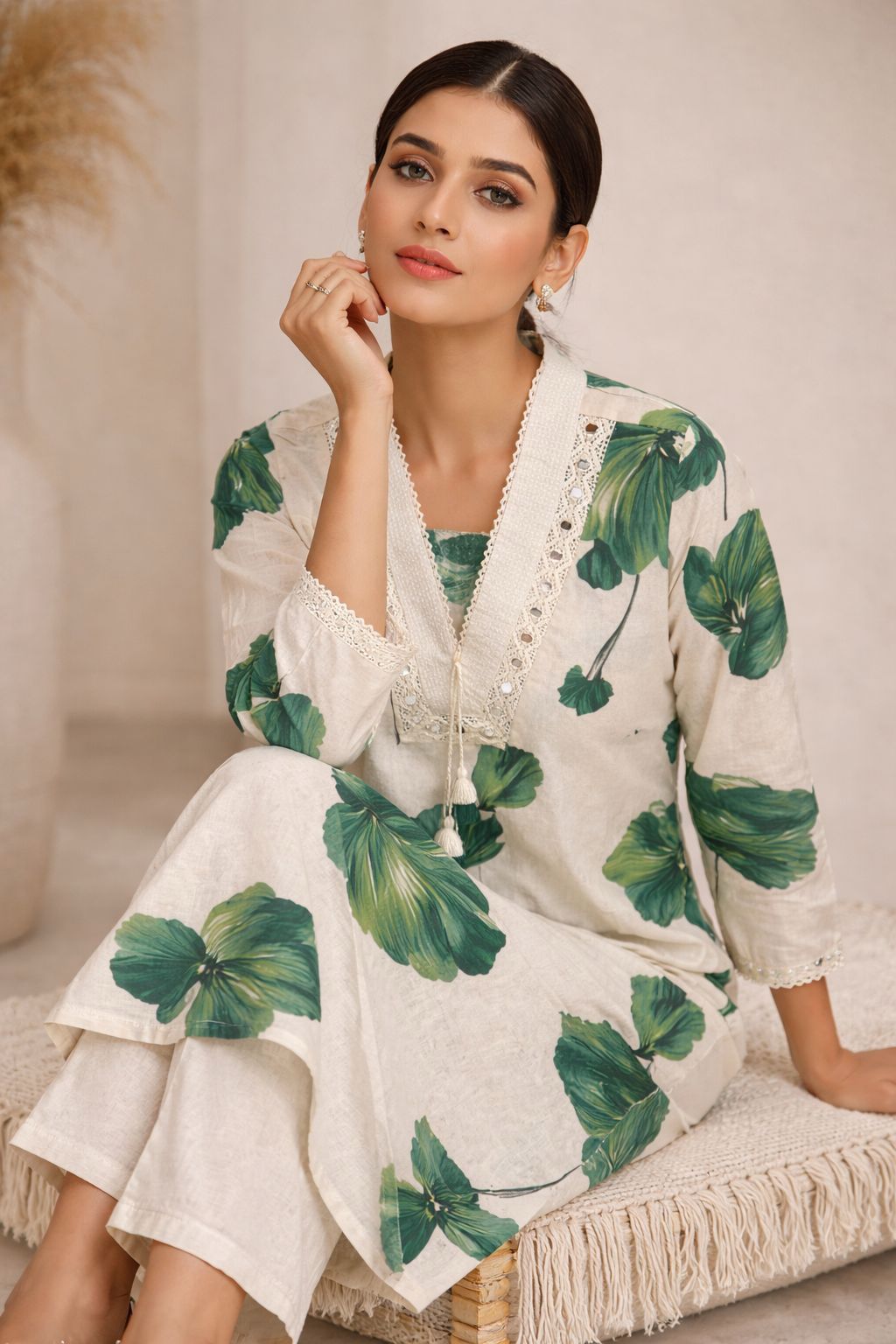 Poppi peony cotton kurta pant set