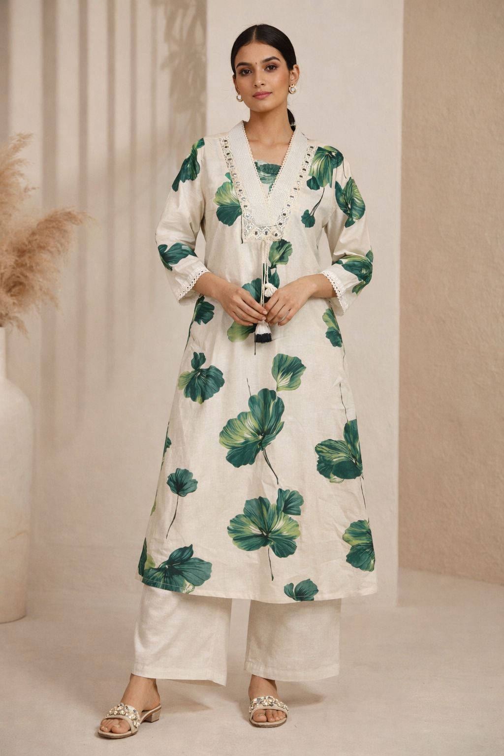 Poppi peony cotton kurta pant set