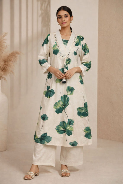 Poppi peony cotton kurta pant set