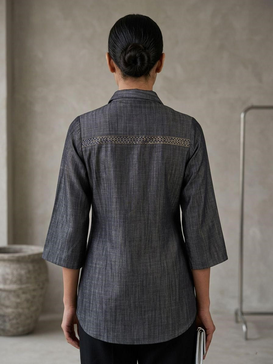 Prisha iridium denim co-ord set