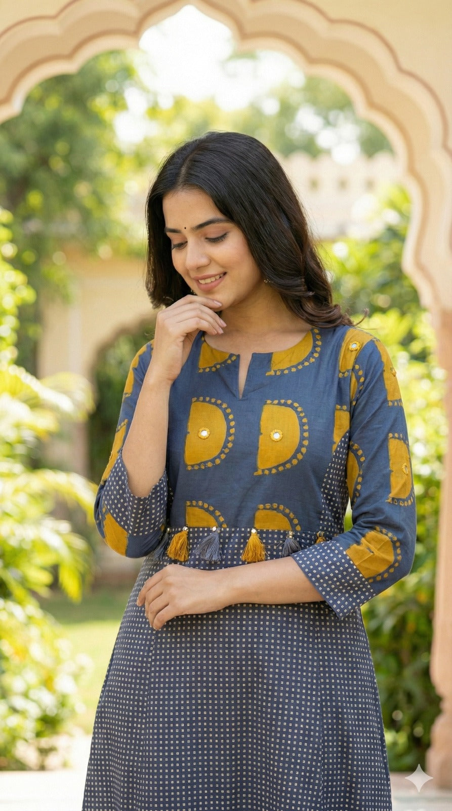 Poppi strobe cotton kurta pant set