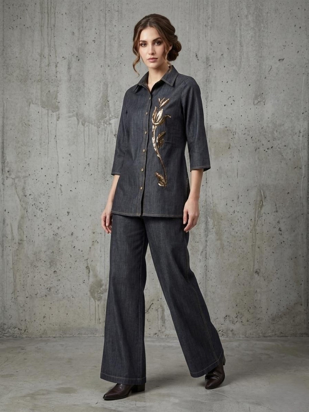 Prisha Trout handwork denim co-ord set