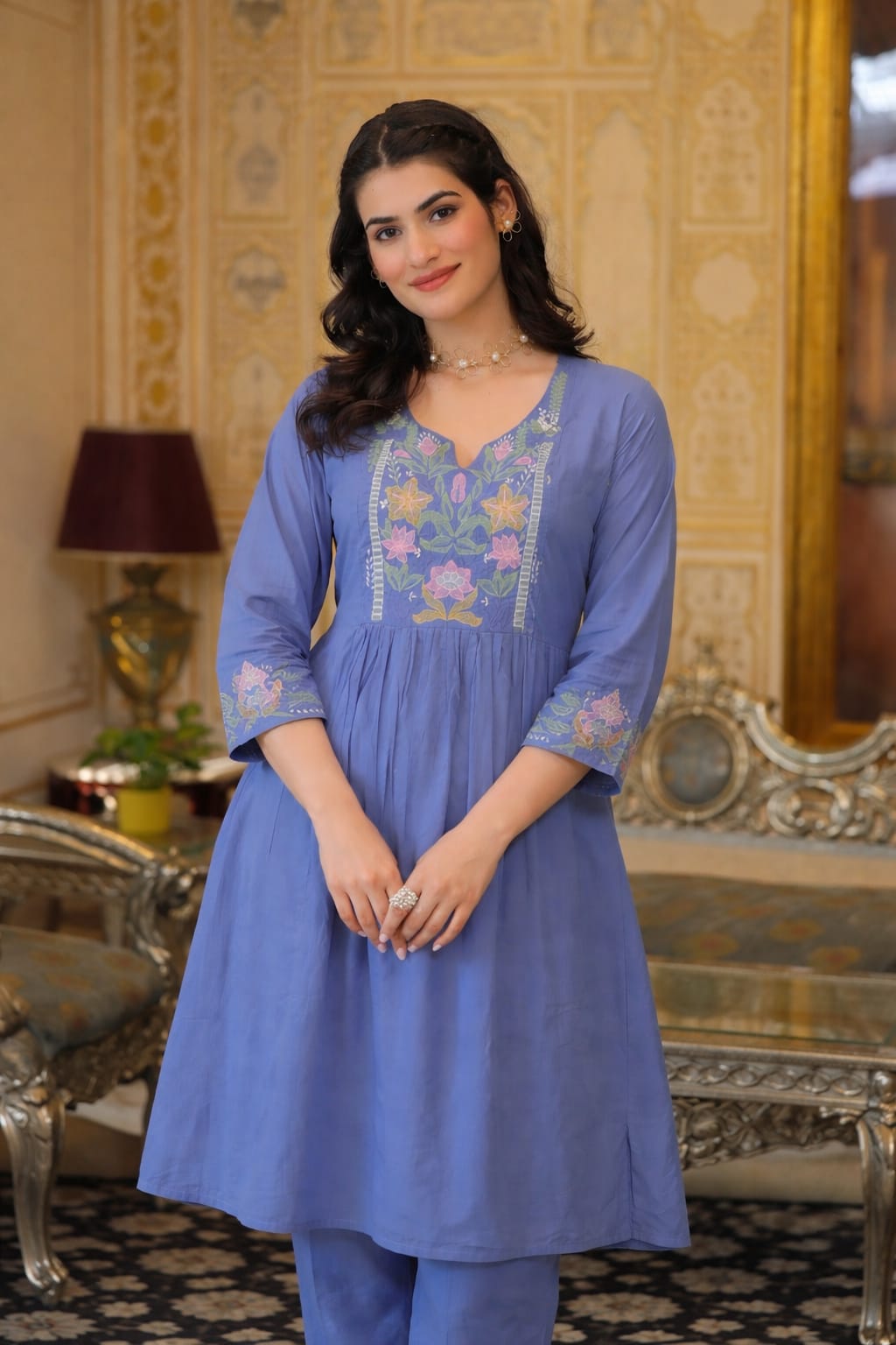 Naveena Tiffany Embroidered Kurta Pant Set