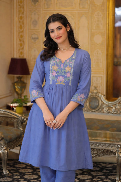 Naveena Tiffany Embroidered Kurta Pant Set