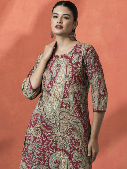 Printed Pure Cotton Round Neck Kurta & Palazzos Kurta Sets