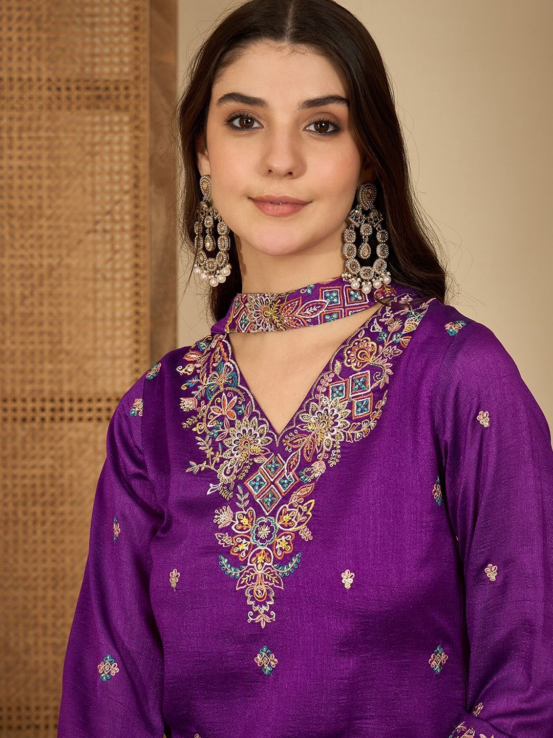 Dhiyona SN Sequence Embroidered Straight Kurta Sharara With Dupatta