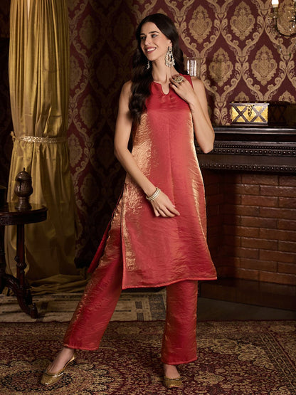 Dhiyona CH Women Textured Regular Kurta with Trousers