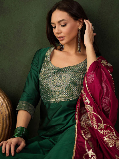 Woven Design Kurta & Trouser With Dupatta