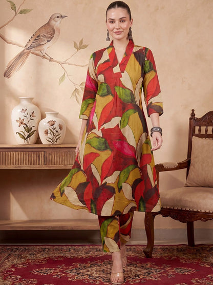 Women Printed Regular Pure Cotton Kurta with Trousers