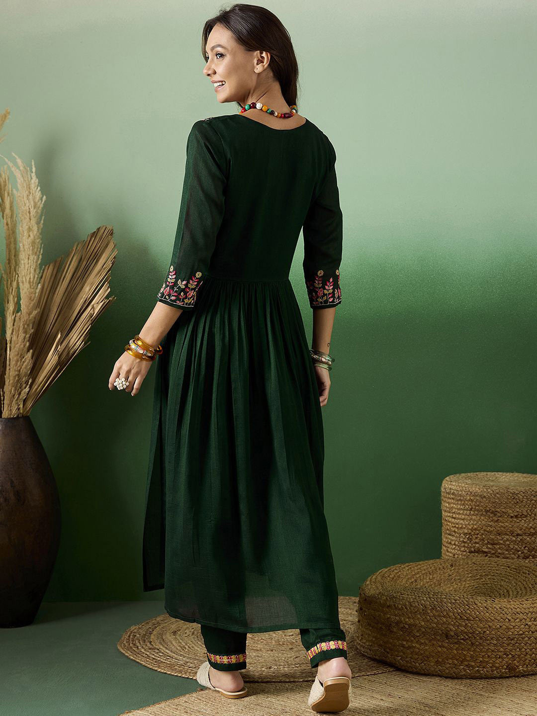 Sequence Embroidered Anarkali Kurta With Trousers