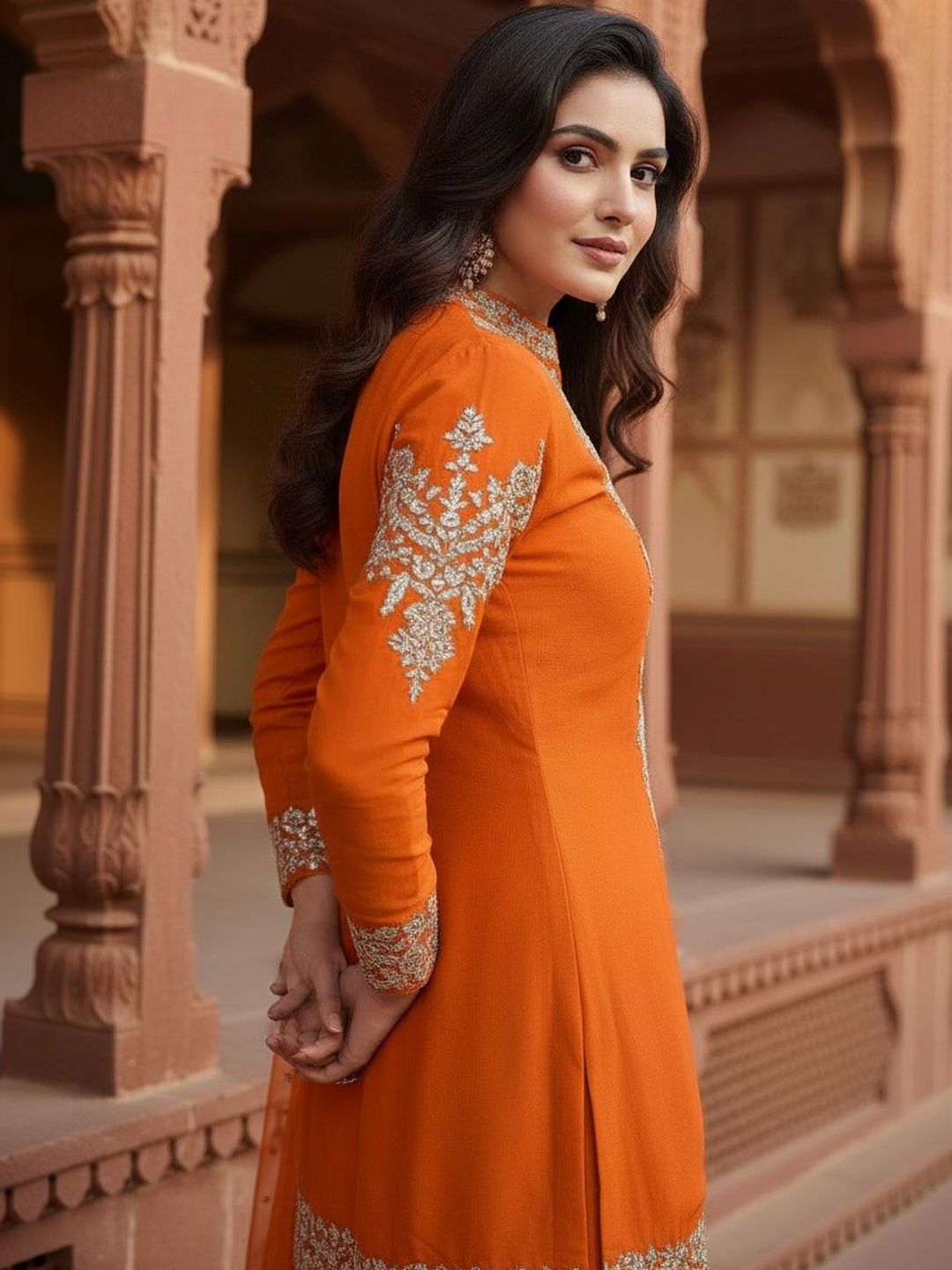 Dhiyona HOP Embellished Kurti & With Dupatta Palazzos Set