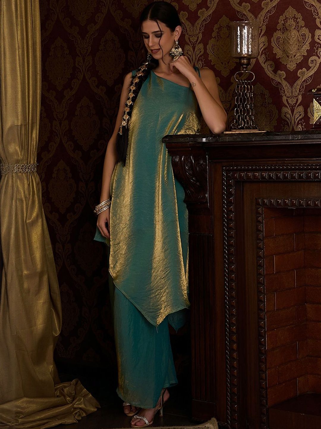 Dhiyona CH One Shoulder Kurta with Palazzos