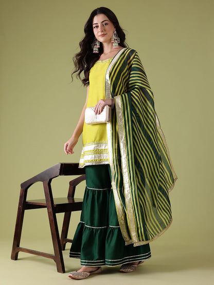 Dhiyona AN Gotta Patti Kurta with Sharara & Dupatta