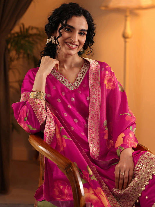 Women Ethnic Motifs Woven Design Thread Work Kurta with Trousers & Dupatta