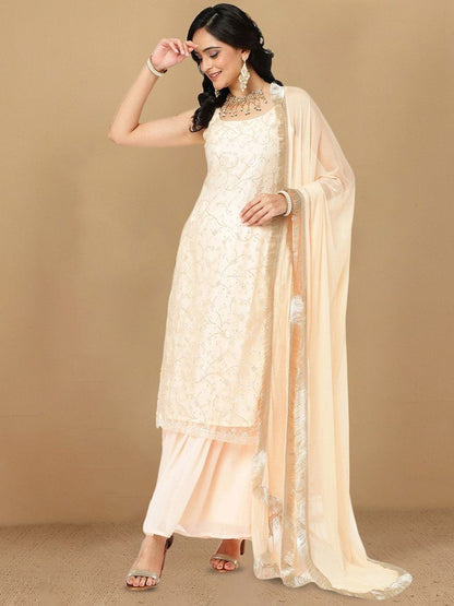 Dhiyona HOP Women Floral Embroidered Kurta with Sharara & Dupatta