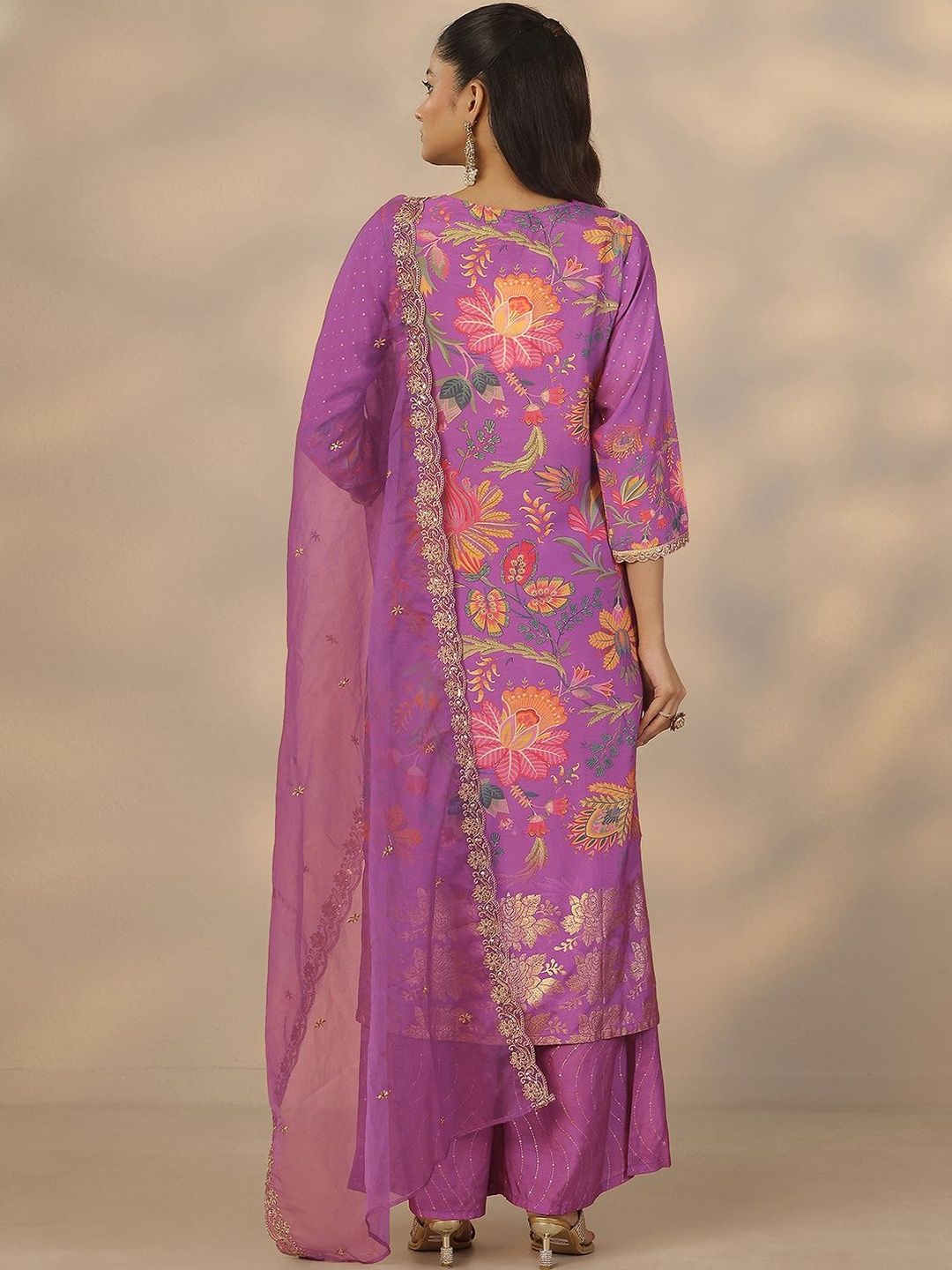Dhiyona LL Women Floral Printed Regular Gotta Patti Kurta with Palazzos & With Dupatta