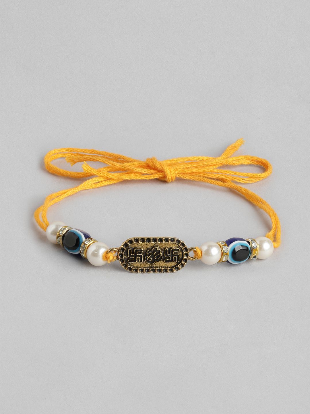 Dhiyona Unisex Set of 2 Beaded Bhai Bhabhi Rakhis With Roli & Chawal
