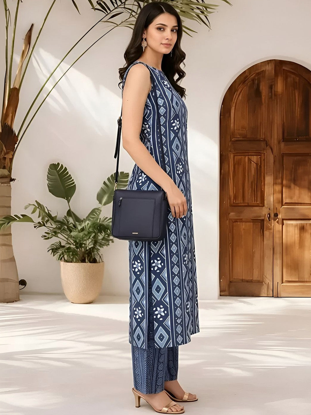 Printed Pure Cotton Round Neck Kurta & Trousers