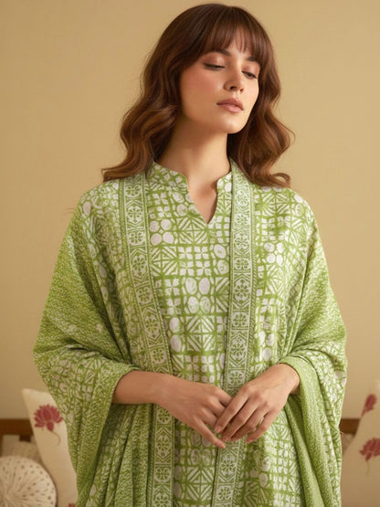 Dhiyona CH Women Printed Regular Pure Cotton Kurta with Patiala & With Dupatta