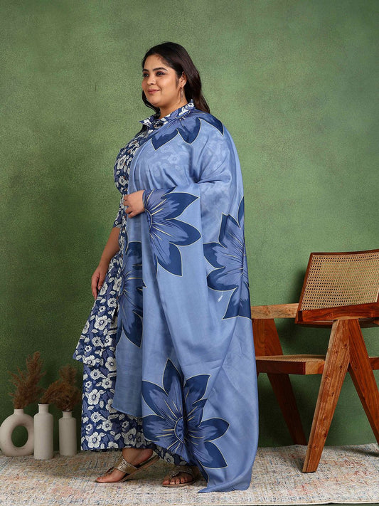 Dhiyona KL Women Floral Printed Regular Pure Cotton Kurta with Palazzos & With Dupatta