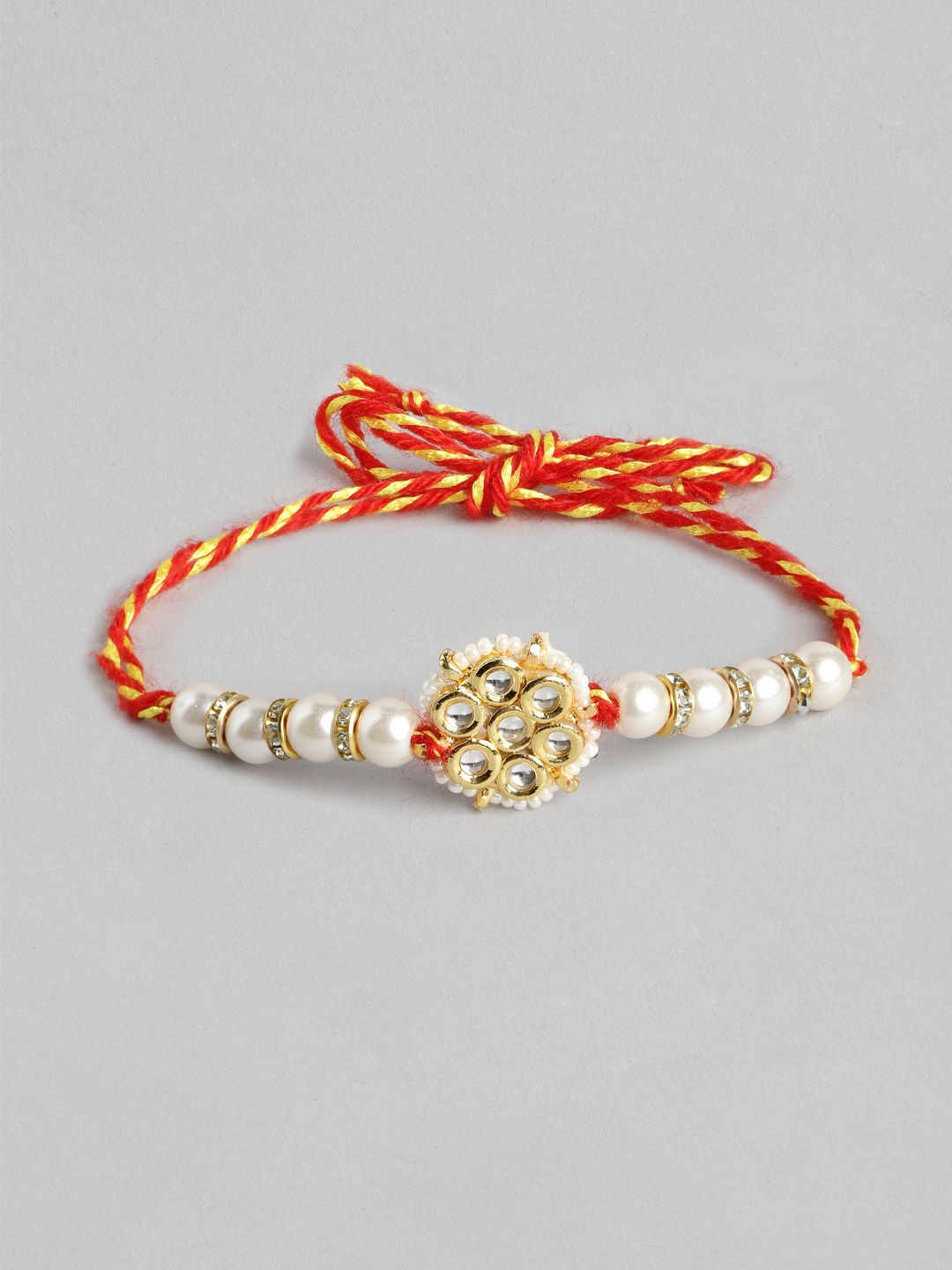 Dhiyona Unisex Set of 2 Beaded Bhai Bhabhi Rakhis With Roli & Chawal