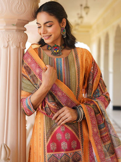 Dhiyona KL Women Ethnic Motifs Printed Kurta with Trousers & Dupatta