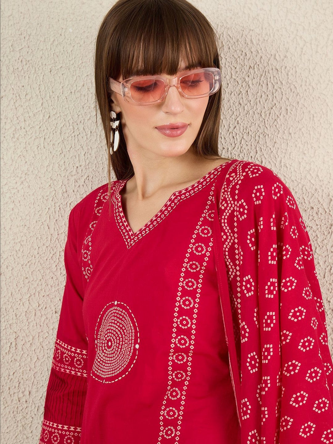 Women Ethnic Motifs Printed Regular Pure Cotton Kurta with Trousers & With Dupatta