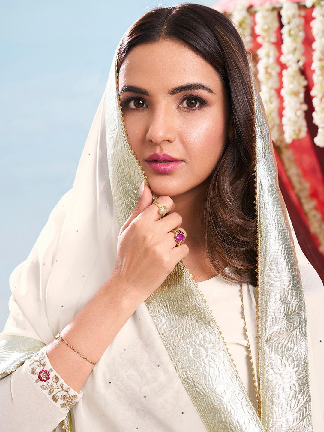 Dhiyona IN Women Ethnic Motifs Embroidered Kurta with Palazzo & Dupatta