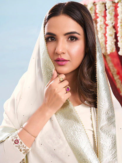 Dhiyona IN Women Ethnic Motifs Embroidered Kurta with Palazzo & Dupatta