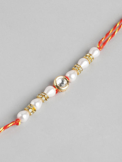Dhiyona Unisex Set of 2 Beaded Bhai Bhabhi Rakhis With Roli & Chawal