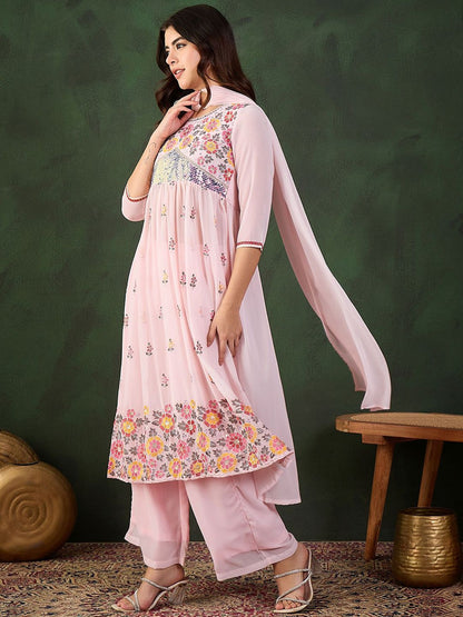 Dhiyona SN Embroidered Kurta, Palazzo With Dupatta