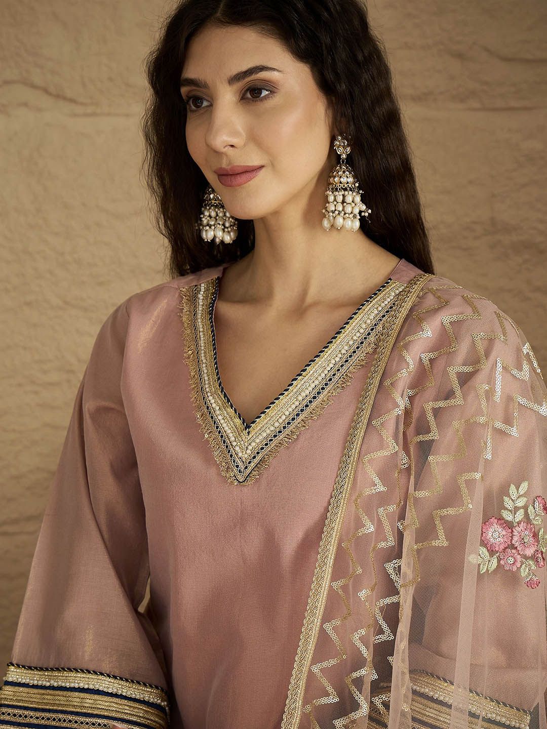 Dhiyona VA Women Solid Kurta with Palazzo & Dupatta