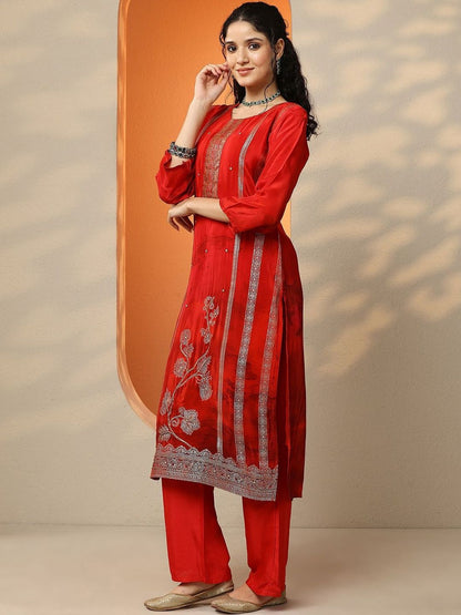 Dhiyona LL Women Ethnic Motifs Embroidered Regular Kurta with Palazzos & With Dupatta