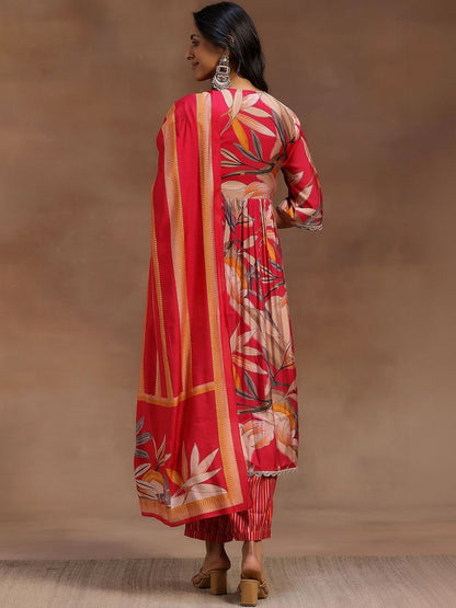 Women Floral Printed Empire Kurta with Trousers & With Dupatta