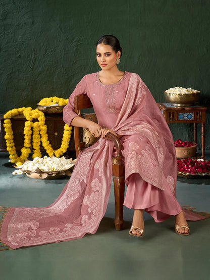 Dhiyona KL Women Ethnic Motifs Silk Blend Handwork Kurta set with dupatta