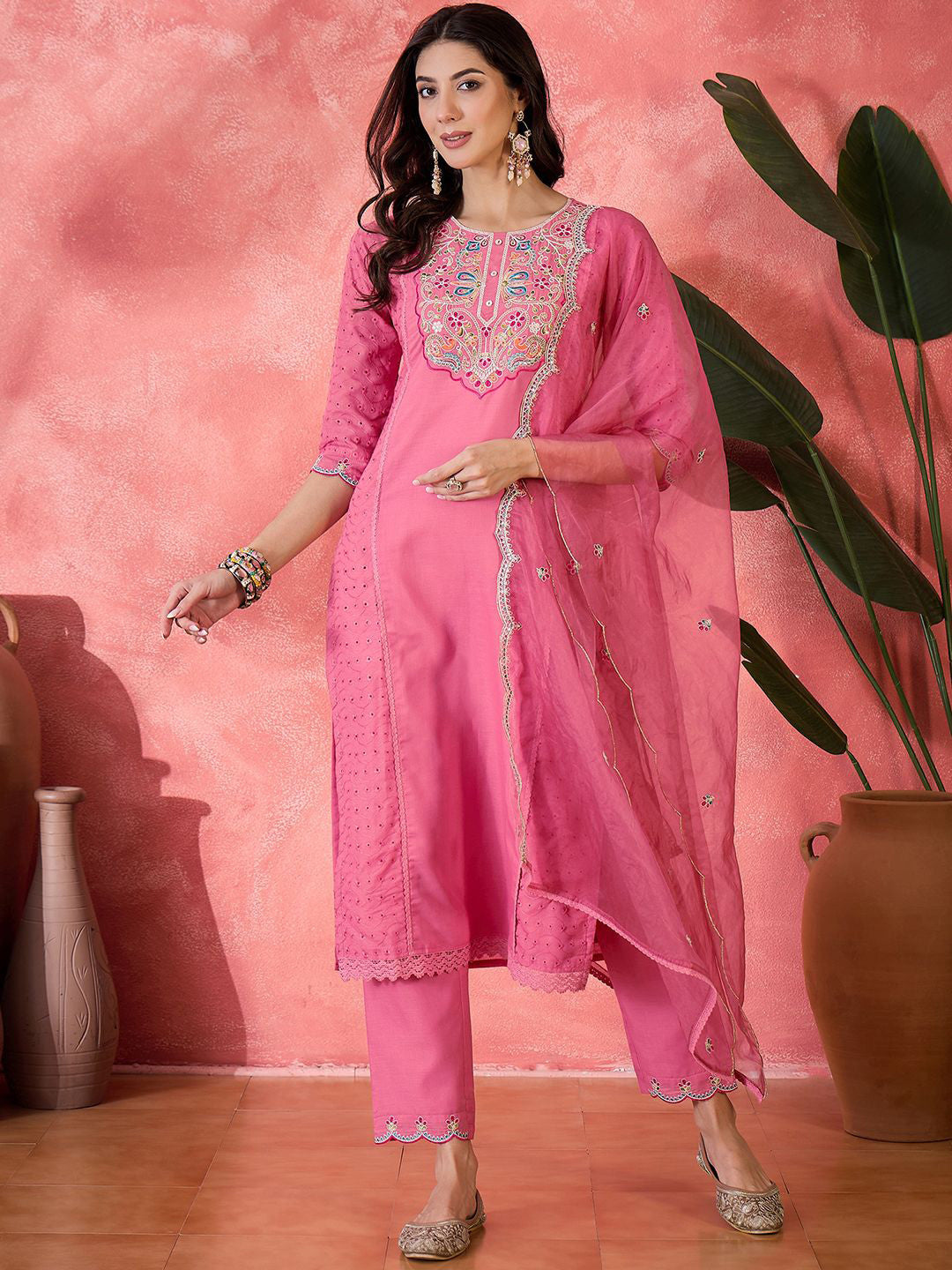 Embroidered Straight Kurta Set