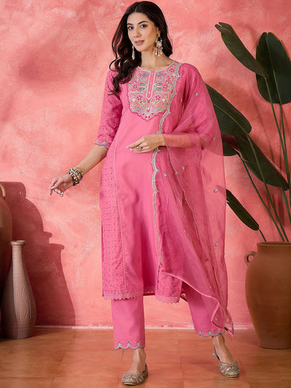 Embroidered Straight Kurta Set