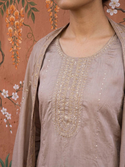Women Ethnic Motifs Embroidered Regular Sequinned Kurta with Trousers & With Dupatta