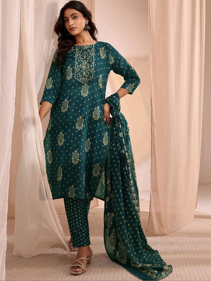 Women Floral Printed Regular Kurta with Trousers & With Dupatta