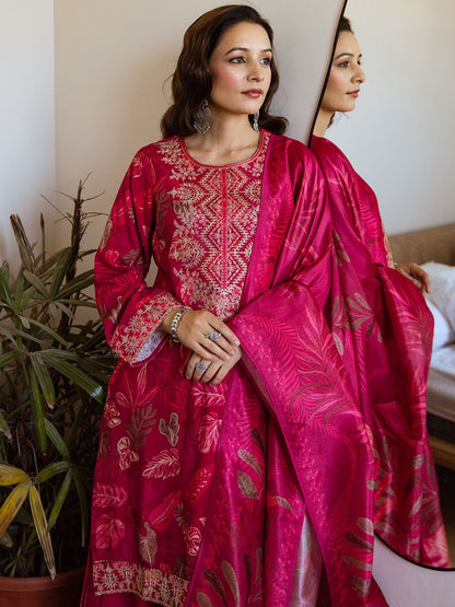 Dhiyona KL Women Floral Printed Kurta with Sharara & Dupatta