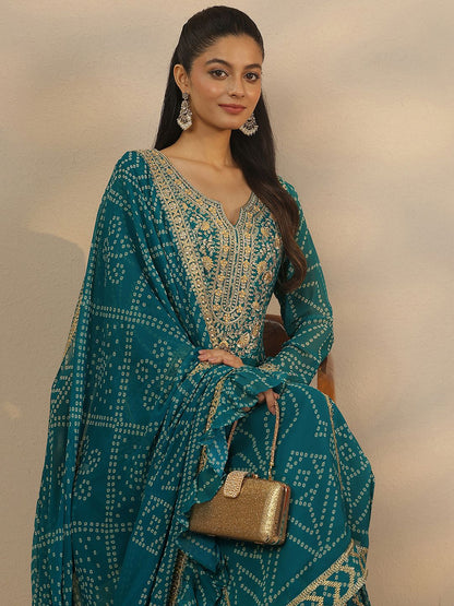 Dhiyona LL Women Ethnic Motifs Embroidered Regular Kurta with Palazzos & With Dupatta
