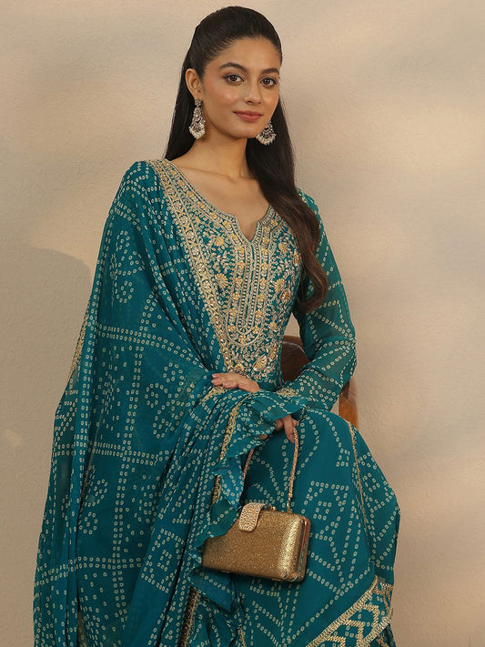 Dhiyona LL Women Ethnic Motifs Embroidered Regular Kurta with Palazzos & With Dupatta