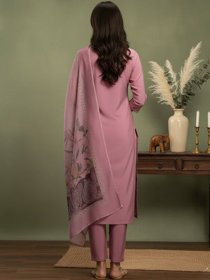 Embroidered V-Neck Kurta & Trousers Kurta Sets