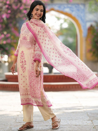 Dhiyona RR Women's Ethnic Motifs Printed Kurta with Trousers & Dupatta
