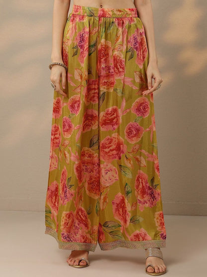 Dhiyona LL Women Floral Printed Sequinned Kurta with Palazzos & Dupatta