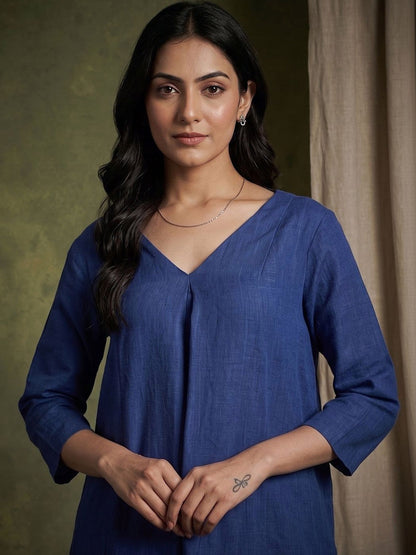 V-Neck Kurta & Trousers