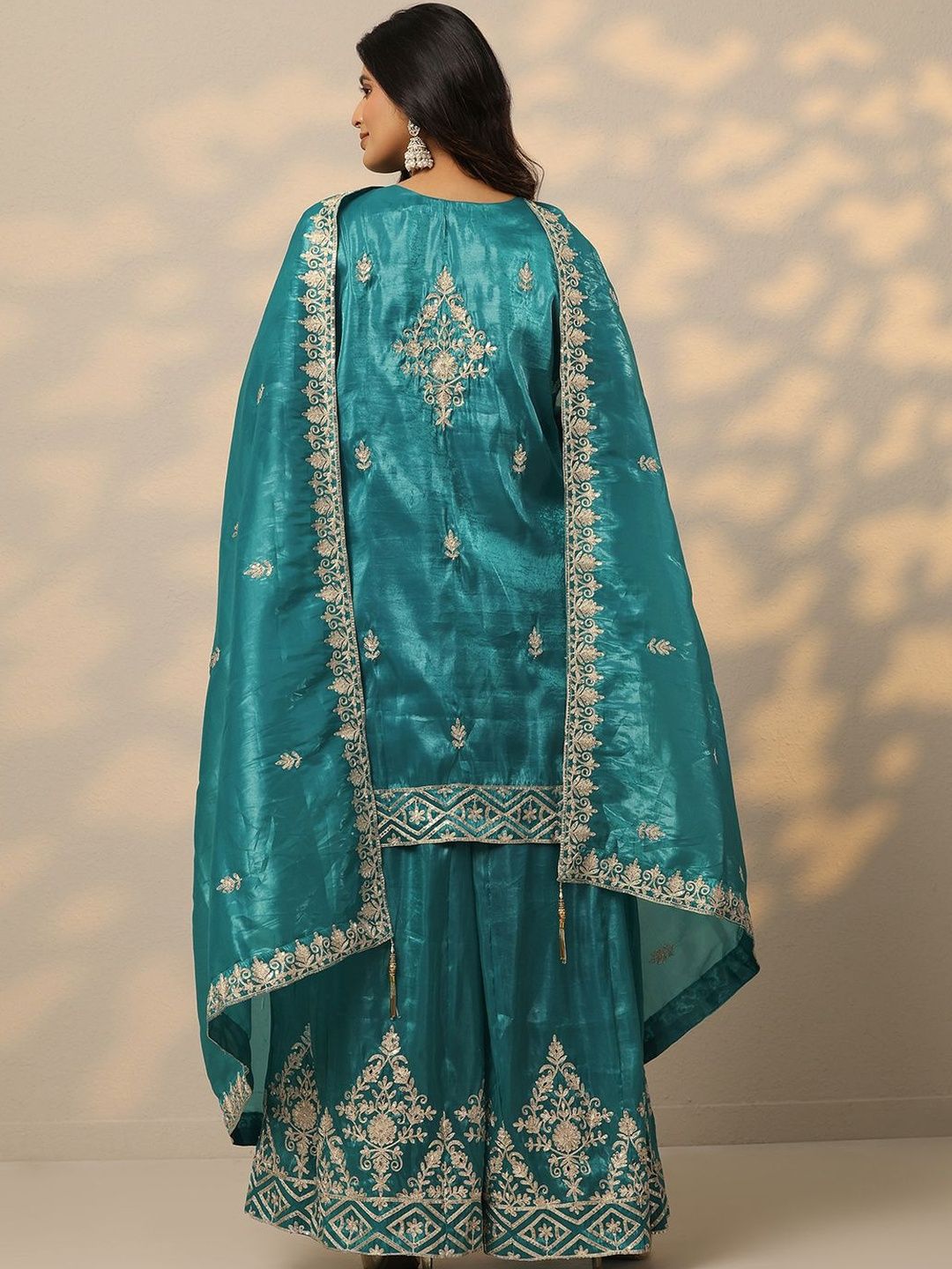 Dhiyona LL Women Ethnic Motifs Embroidered Kurta With Sharara & Dupatta Kurta Sets