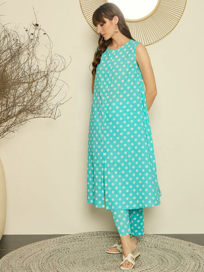 Women Printed Regular Pure Cotton A-Line Kurta with Trouser